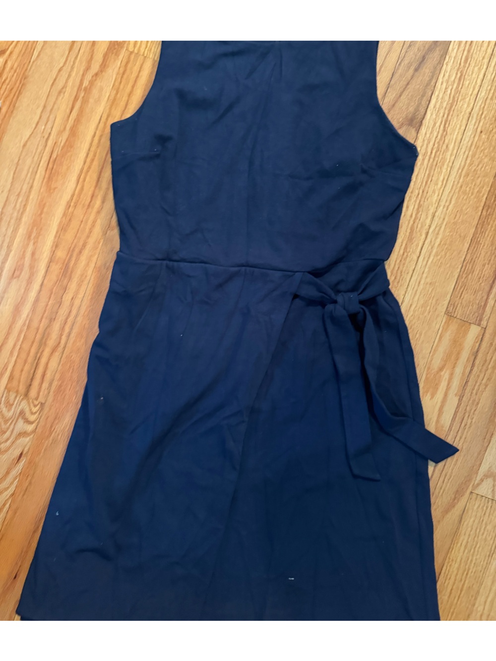 LOFT Navy Tie-Waist Midi Dress